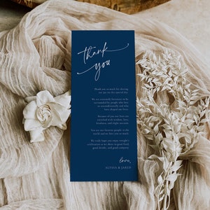 Navy Wedding Table Thank You Note: Minimalist Place Setting (Printed or PDF)