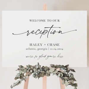 PRINTED Reception Welcome Sign, Welcome To Our Reception, Minimalist Welcome Wedding, Reception Sign, Modern Wedding Welcome Sign, #7001