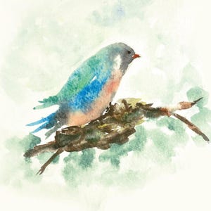 5 Uplifting &#39;Blue Bird&quot;  Note Cards, 5 Bird Greeting Cards, Blank Inside, Envelopes Included, Gift Idea