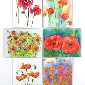 Orange Poppies Note Cards,  Flower Notecards, 6 Poppy Flower Greeting Cards, Blank Inside, Floral Greeting Cards, Envelopes included, Gift