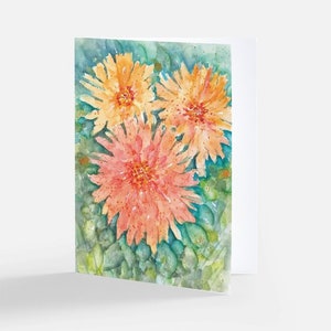 5 Mums Note Cards, Flower Greeting Cards, Blank Inside, Fall Floral Greeting Cards, Envelopes Included, Gift