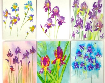 Happy "Iris" Greeting Cards, Notecards, Iris Flowers, 6 Cards, Blank Cards,  Note Cards, Envelopes Included