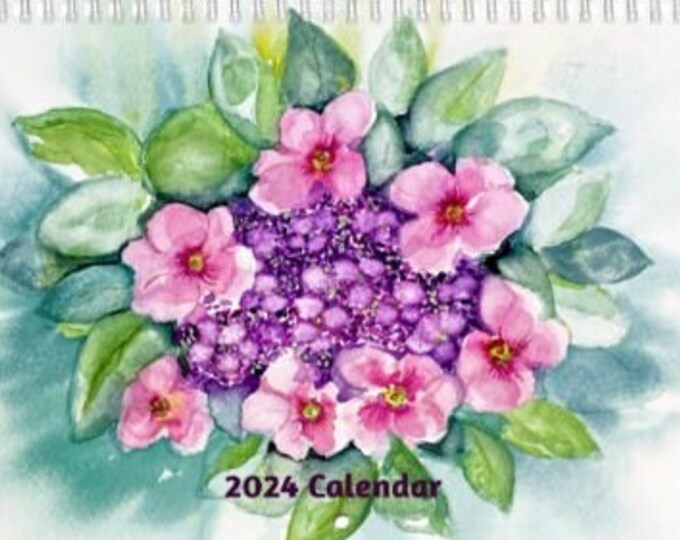 2024 Wall Calendar, Watercolor Artwork, Paper Goods, Wall Decor, Nature