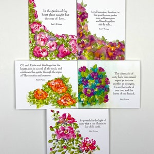 One Human Family Greeting Cards with Baha'i Writings, 5 Note Cards, Spiritual Greeting Cards