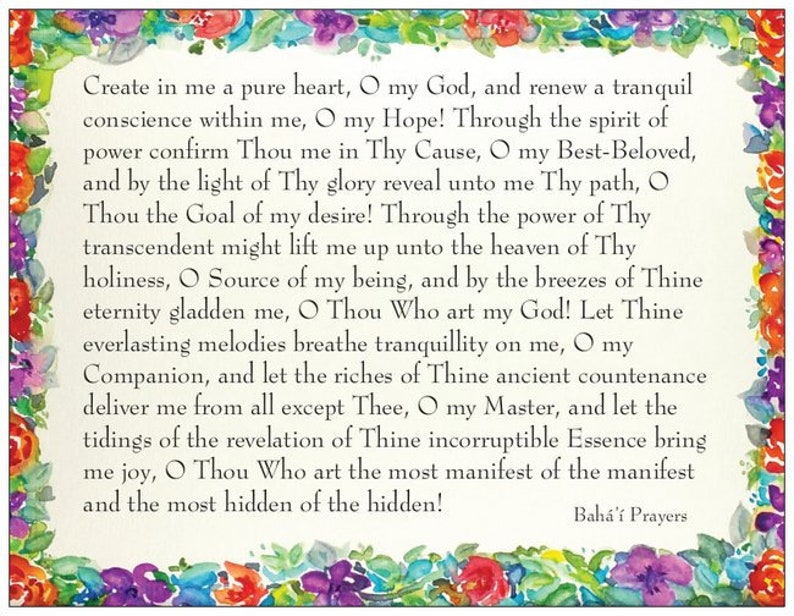 Set of 6 Baha'i Prayer Cards for all Occasions. Prints Etsy