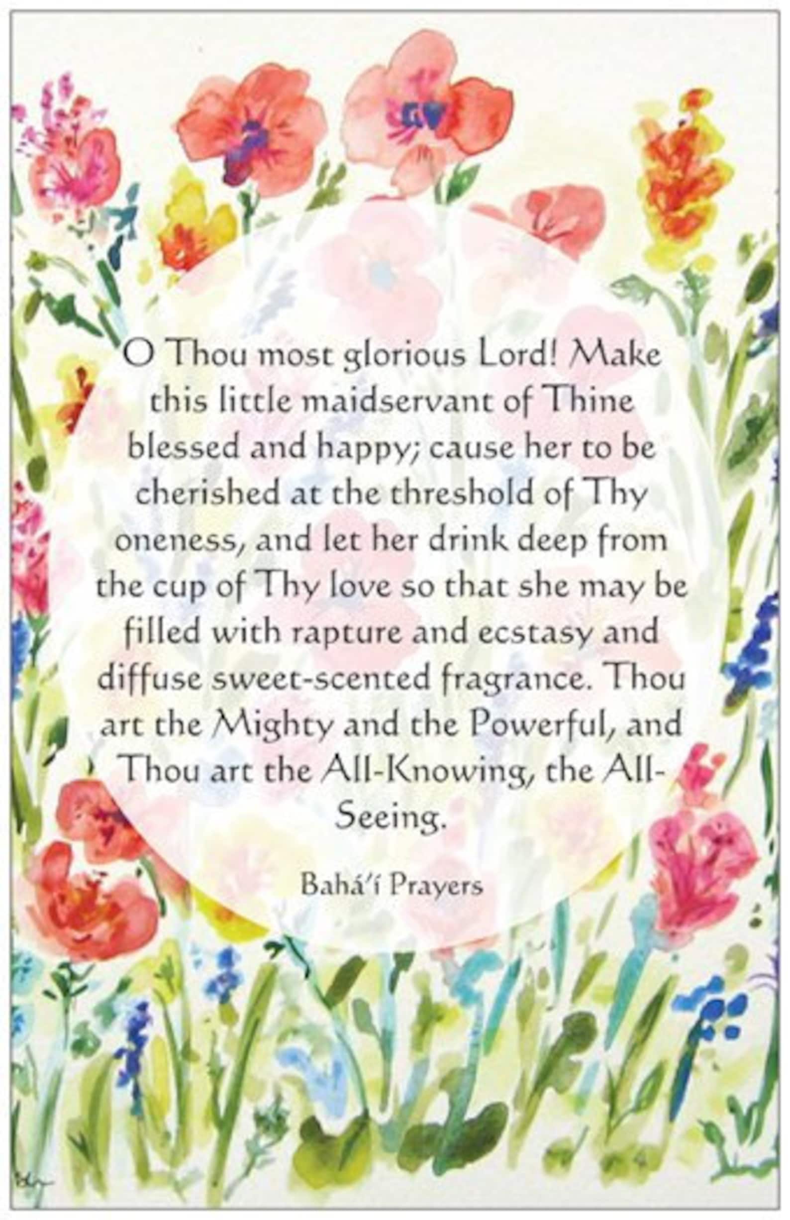 Baha'i Prayer Cards for Children Two Cards 4.6 x Etsy