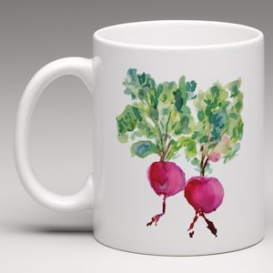 Beet Mug, Ceramic Mug, Beet Watercolor Design , 11 ounce, Office Mug, Coffee Mug, Tea Mug, Gift Idea, Vegetable Design
