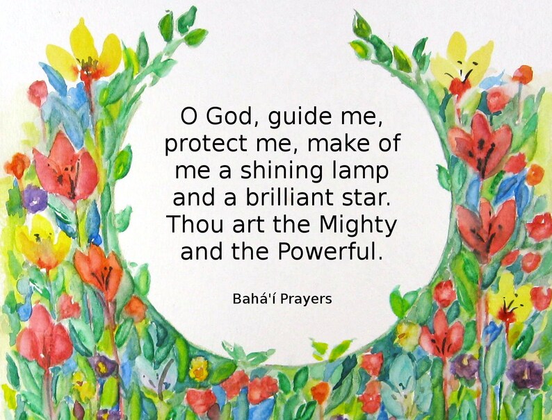 8x10 Print Baha'i Prayers Children Garden Watercolor | Etsy