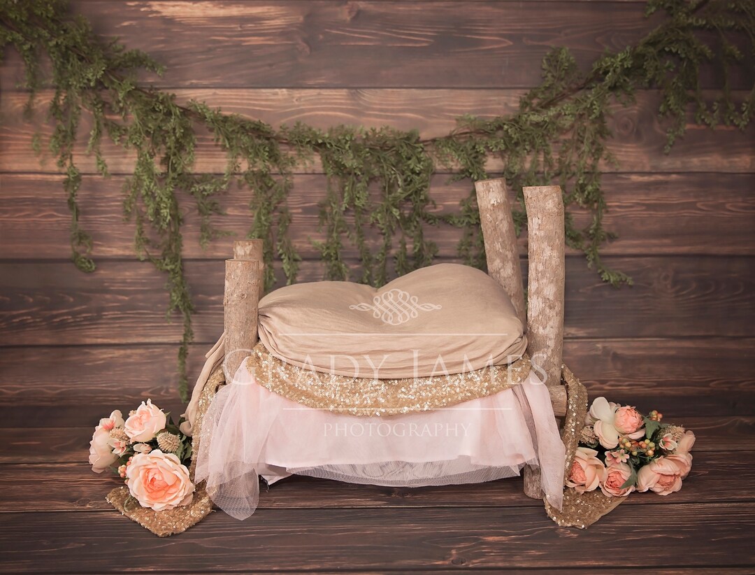 Newborn Rustic Bed Digital Background Newborn Log Bed Digital Backdrop ...