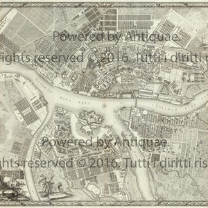 Ancient Map of St. Petersburg - Russia. Print file dimensions: 34.25 inches x 23.62 inches