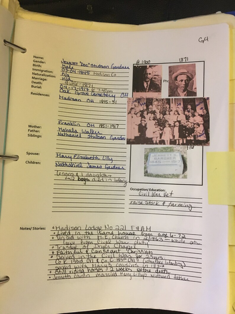 Genealogy Fact Sheet | Etsy