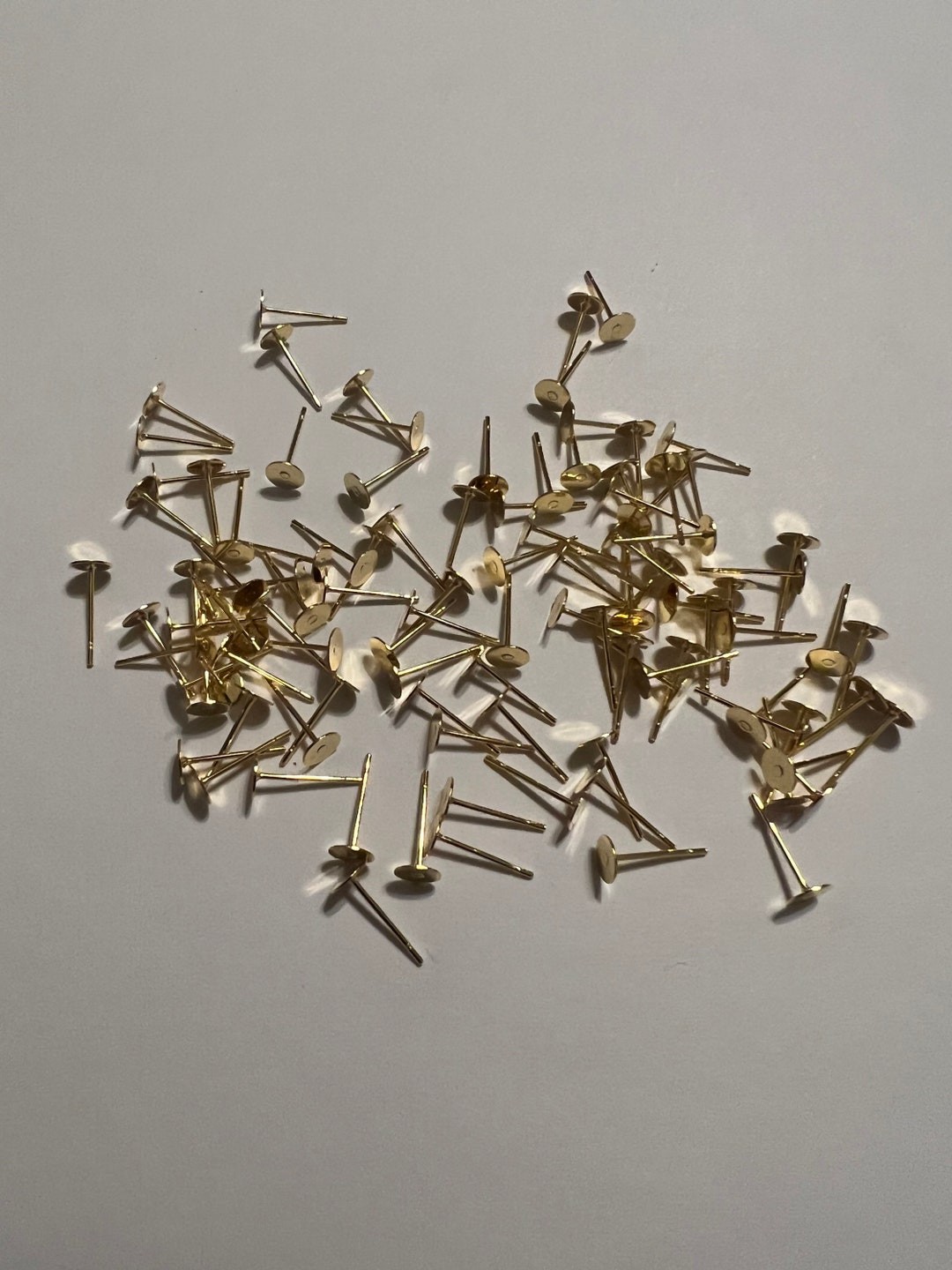 100pcs 5mm Stainless Steel Flat Gold Plated Earring Pin - Etsy