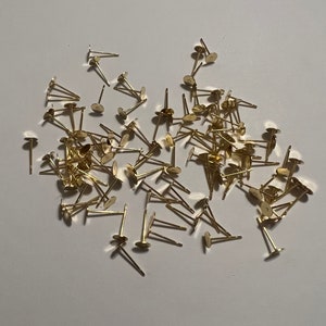 100pcs 5mm stainless steel flat gold plated earring pin