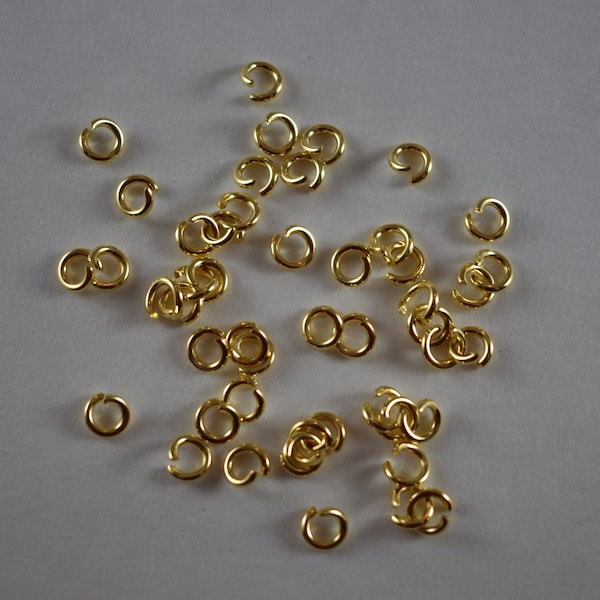 40 grams approximately 300pcs Gold Plated Stainless Steel Jump rings Size 1.2mm x 6mm