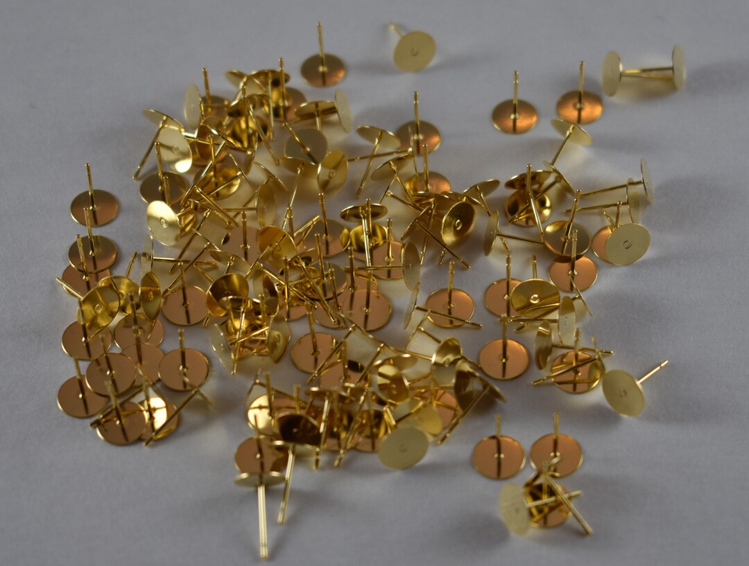 100pcs 8mm Stainless Steel Flat Gold Plated Earring Pin - Etsy