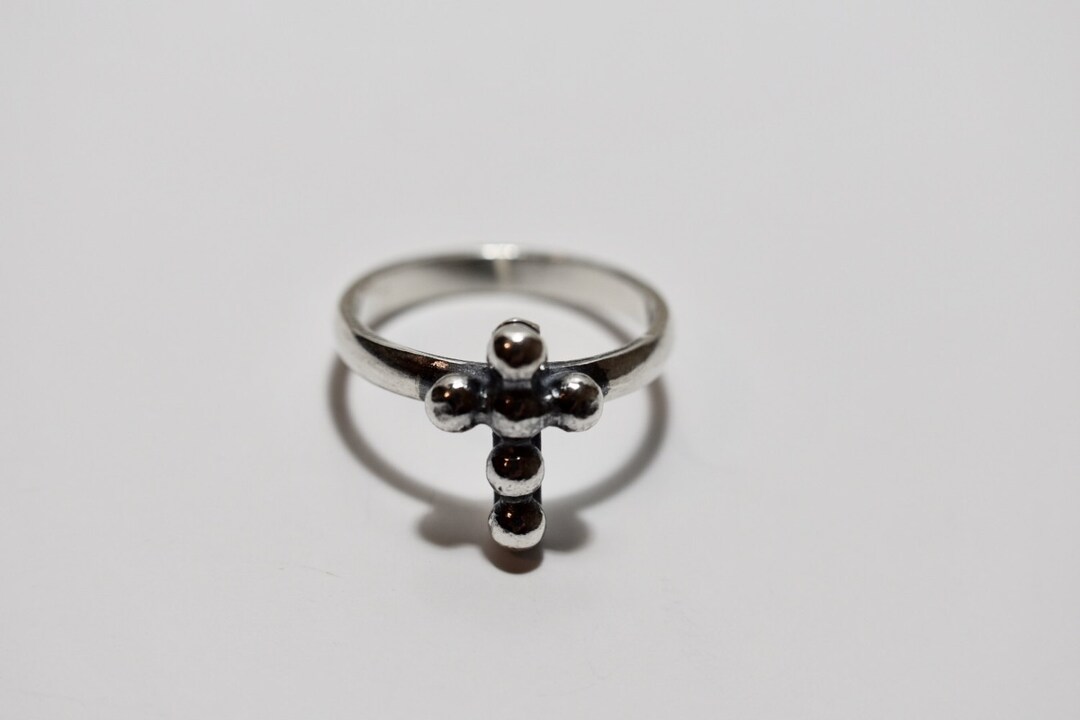 Sterling Silver Cross Ring Cross Balls Ring Cross Silver Etsy