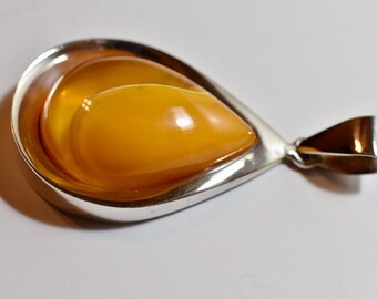 Baltic Amber Pendant, Sterling Silver, Amber Jewelry