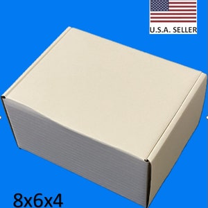 Lot de 50 boîtes d'expédition en carton ondulé blanc 8x6x4. Boîte blanche. Boîte en carton ondulé