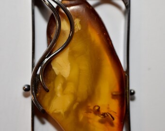 Baltic Amber Pendant, Sterling Silver, Amber Jewelry