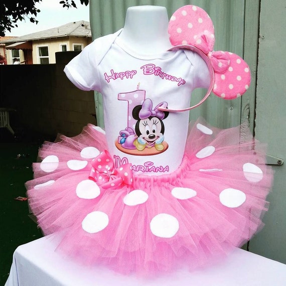 Light Pink Minnie Mouse 1st Birthday Tutu Set Baby Minnie Etsy