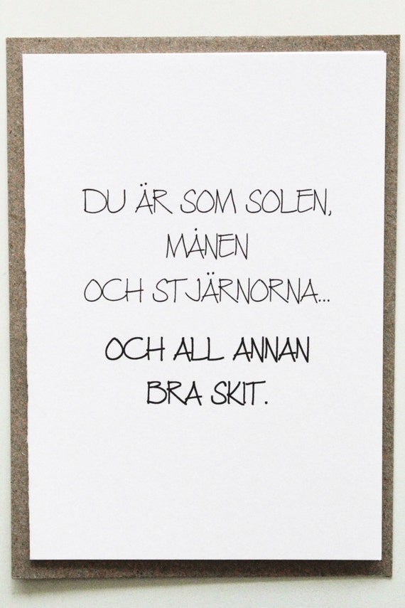Love Card Funny Swedish Card For Boyfriend Or Girlfriend Etsy