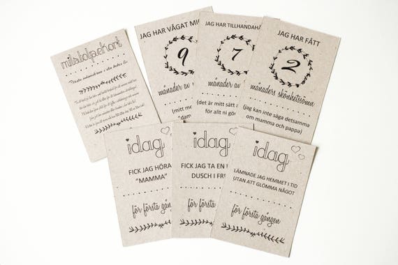 Mommy And Baby Milestone Cards New Mom Gift Swedish Mommy Etsy