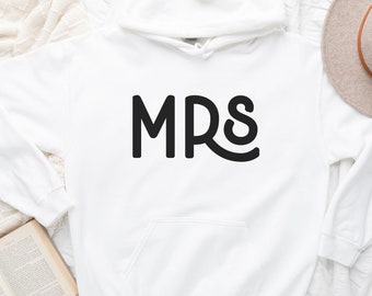 White or Pink MRS Hoodie for Bride | Wedding Party Swag | Bride Hoodie for Honeymoon | Long Sleeve Shirt for Bride | Sweatshirt for Bride
