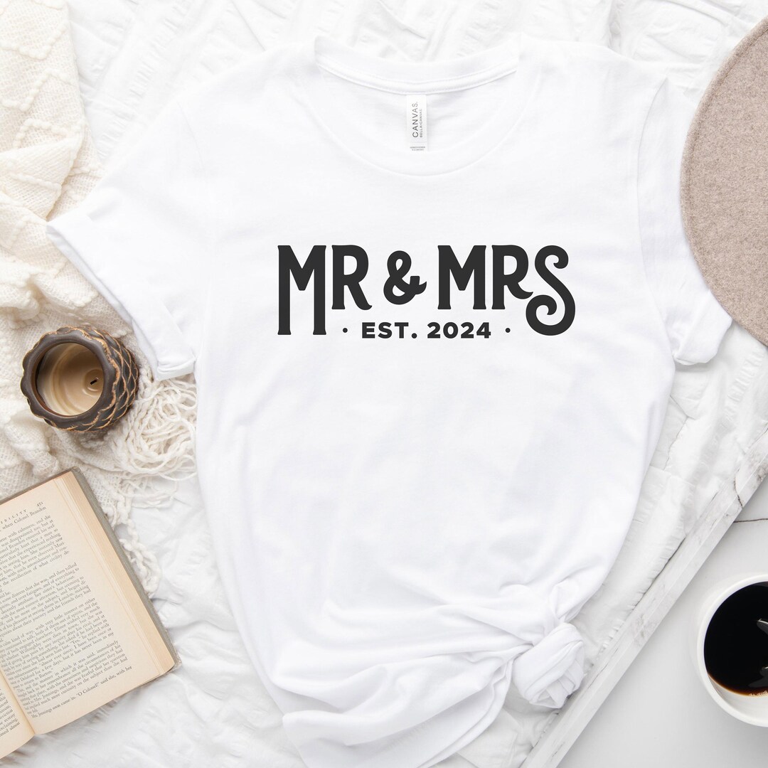 Mr and Mrs Established 2024 Unisex Tshirt Engagement Gift for Couple