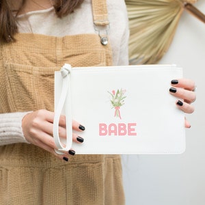 Babe - Bridesmaid Gift Clutch Bag - Bachelorette Party Accessories - Cute Purse - Bridesmaid Bag - Gift for Bridesmaid - Wedding Favor Gift