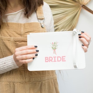 Bride Flowers Clutch Bag - Gift for Bride to Be - Engagement - Wedding or Bridal Shower - Bachelorette Party Accessories - Wedding Day Purse