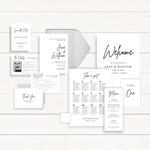 DIGITAL DOWNLOAD -Classic Script Wedding Invitation Suite - Editable Canva Wedding - Outdoor Wedding - Indoor Wedding - Save the Date - RSVP