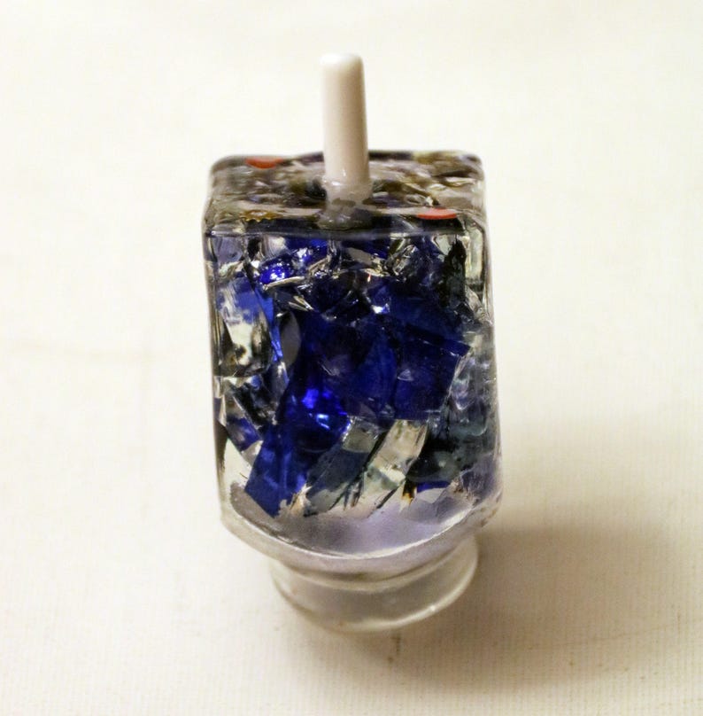 Broken Wedding Glass Dreidel with Stand. Customized Dreidel with your Wedding Glass. You can also add your Names and Wedding Date. image 4