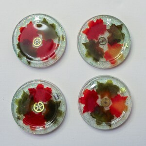 Judaica Coasters (4) - Leaves and Star of David Coasters. Jewish Coasters.  Jewish Star Coasters. One of a Kind original Judaica Art # C-020
