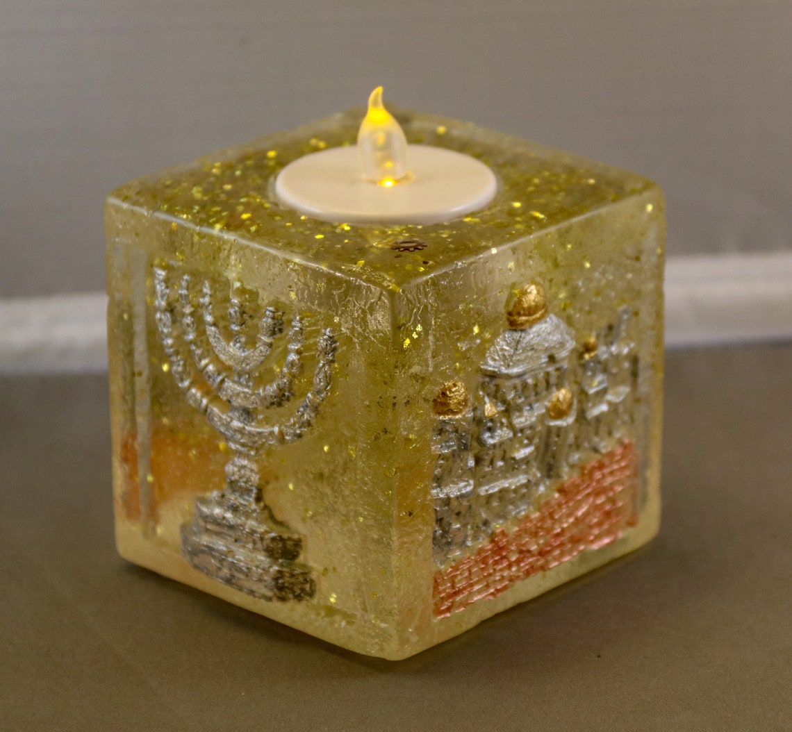 Yahrzeit Candle. Tea Candle Holder. Colorful Shabbat Candle Etsy