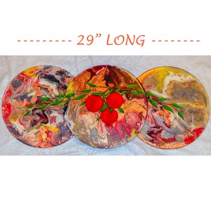 Pomegranate Wall Hanging, painted on recycled LP.  Hand Painted.  Judaica Wall Hanging.   Customized Art.  Judaica Art # WH-002