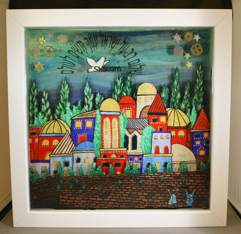 Original Judaica Framed Art CITY OF GOLD Jewish Art. Etsy Canada