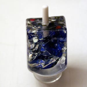 Broken Wedding Glass Dreidel with Stand. Customized Dreidel with your Wedding Glass. You can also add your Names and Wedding Date. image 2