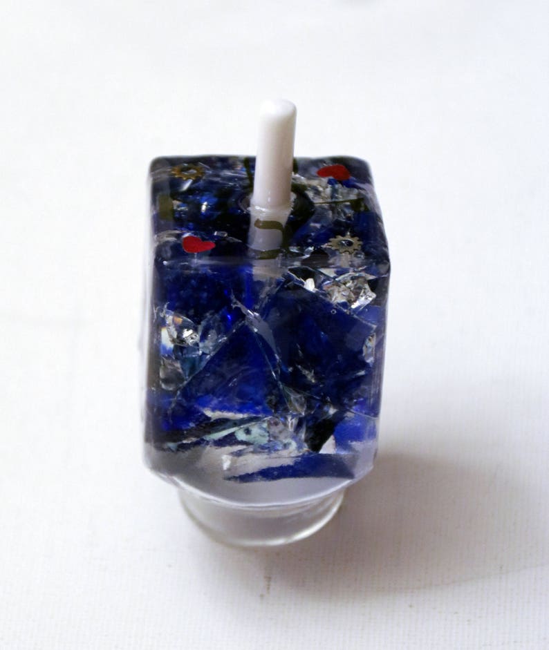 Broken Wedding Glass Dreidel with Stand. Customized Dreidel with your Wedding Glass. You can also add your Names and Wedding Date. image 1