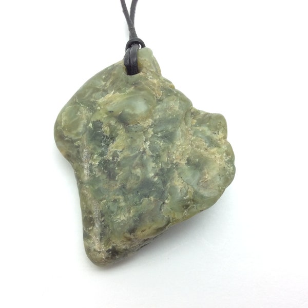 Big Sur Jade Botryoidal Pebble Pendant, Green Bubble Nephrite Jade Stone Necklace, Monterey California #44