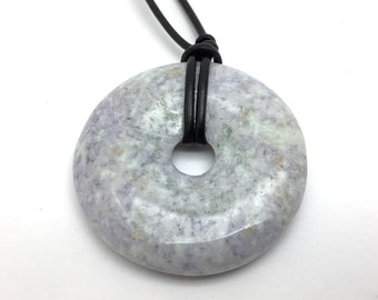 Guatemalan Jade Bi Disk Pendant, Lavender Jadeite Jade Stone Necklace, Lilac Jadeite Motagua River Guatemala, 34mm