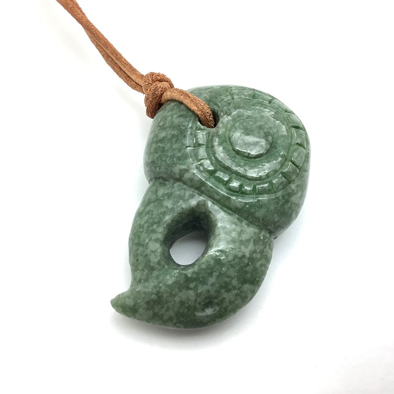 Guatemalan Jadeite Jade Macaw Pendant, Green Motagua River Jade Stone