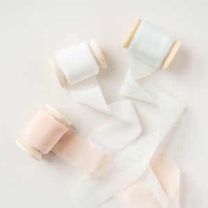 Luxus gefärbtes Seidenband - Seide ausgefranstes Randband mit Spule, Hochzeit Brautstrauß Band, Hochzeitseinladung Seidenband