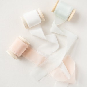 Luxury Silk Ribbon Silk Frayed Edge Ribbon With Spool, Wedding Bridal ...