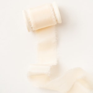 Luxury Silk Ribbon Silk Frayed Edge Ribbon With Spool, Wedding Bridal ...