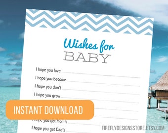 Wünsche für Baby - Blau Baby Shower - Baby Shower Spiel Aktivität - Junge Baby Shower - Printable Instant Download (FF03)