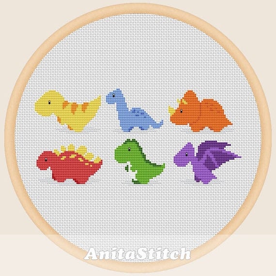 Little Dinosaurs Cross Stitch Pattern Etsy