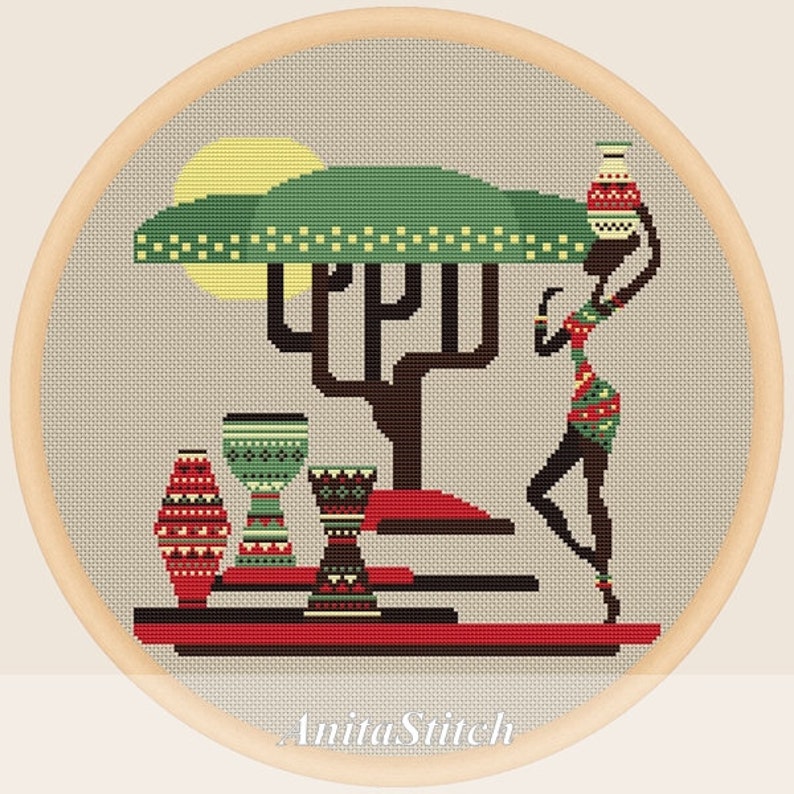 African woman Cross stitch pattern Etsy