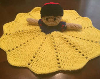 Crochet Snow White Doll, Lovey, Security Blanket