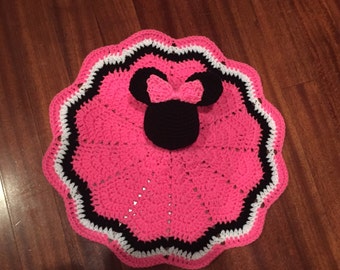 Crochet Disney Inspired Minnie Mouse Doll, Lovey, Security Blanket
