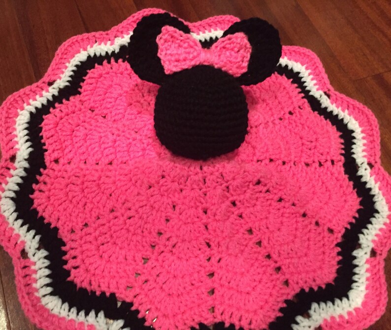 Crochet Disney Inspired Minnie Mouse Doll, Lovey, Security Blanket image 2